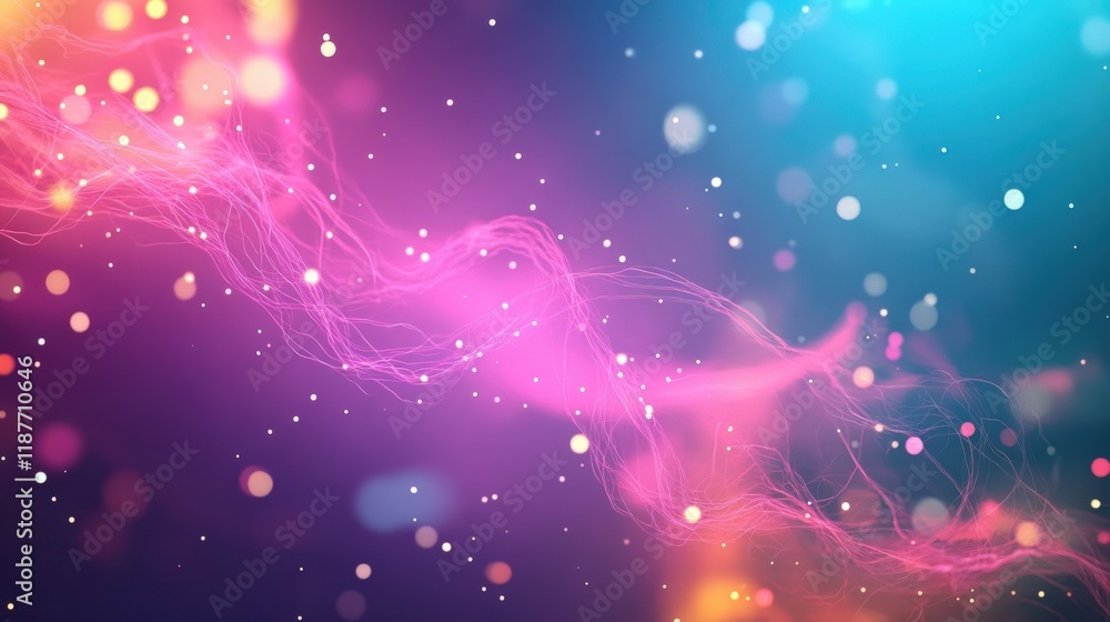 Poster abstract background with colorful sparkles and light trails, perfect for design projects, technology