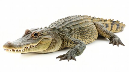 Fototapeta premium Isolated Crocodile on White Background with Detailed Features