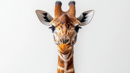 Close-up of a giraffe against a white background © Atmospheric stock