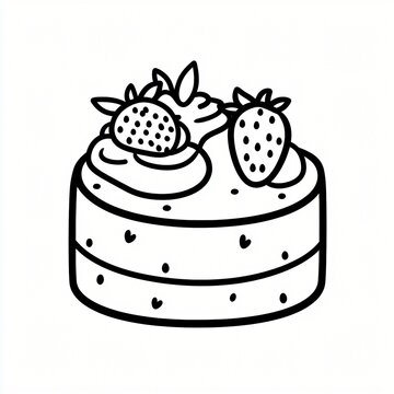 recommend clip art: Delicious Strawberry Shortcake Dessert Illustration Line Art Bakery Cake Sweet Treat