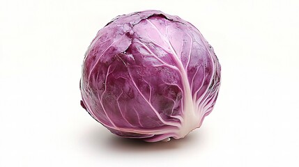 Fototapeta premium Whole Red Cabbage Isolated on White Background for Healthy Recipes