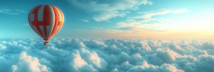 Serene Hot Air Balloon Flight Above Cloudscape