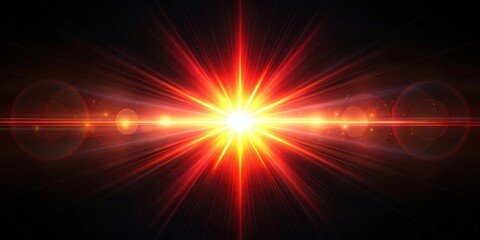 Warm Red Lens Flare Over Black Space, vibrant colors, creative lighting