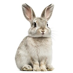 Obraz premium Cute bunny rabbit sitting, isolated white background, pet, animal