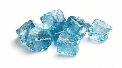 Obraz premium Group of Ice Cubes Isolated on White Background for Design Use
