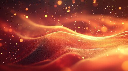 Obraz premium The luxurious abstract gold background showcases flowing liquid shapes, smooth textures, and soft beams, symbolizing elegance and eternity. Deep red accents add warmth and depth to the design.