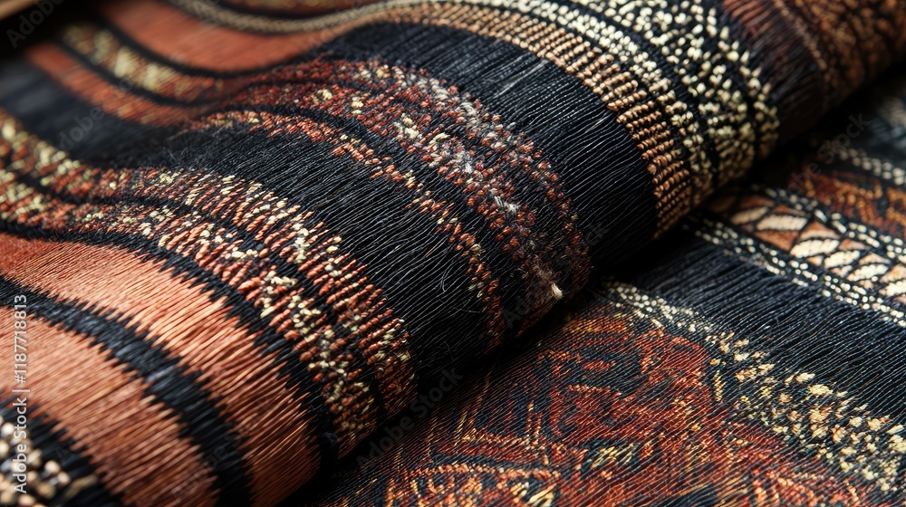 Aufkleber intricate textiles with rich patterns and warm colors in close-up