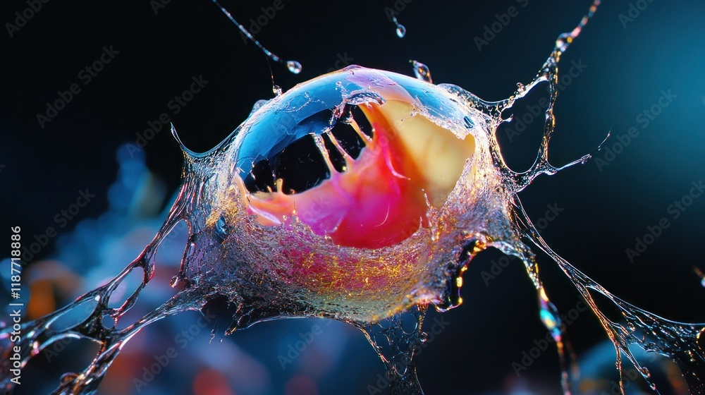 Poster vibrant bubble burst in abstract setting - colorful and dynamic visuals