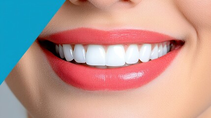 Obraz premium Close-Up of Smiling Mouth with Vibrant Red Lips and White Teeth