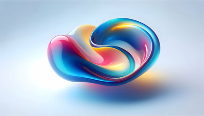 Background A vibrant, fluid-like abstract shape in shades of blue, pink, and yellow The smooth, glossy surface 3