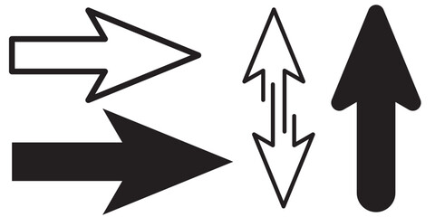 Horizontal dual sided long straight arrow signs. Black, red, stock pointer, direction, position symbol and double arrow icon isolated on white background. Vector graphic illustration