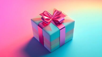 Obraz premium Colorful gift package wrapped with ribbon for birthday and holiday celebrations