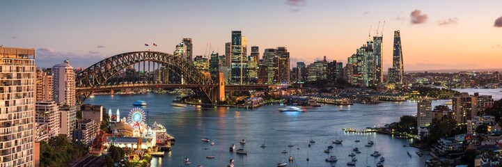 Skyline panoramic at sunset, Sydney, Australia