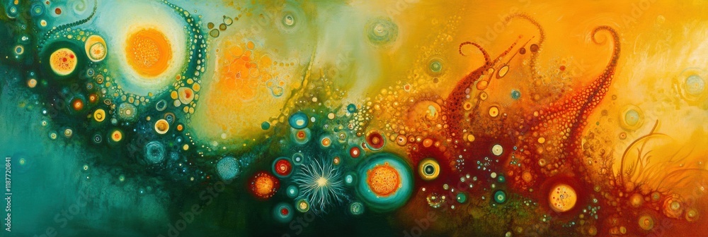 Aufkleber abstract representation of swirling bacteria and microbes in a colorful liquid environment full of d