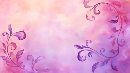 Obraz premium Watercolor Floral Design Pastel Pink Purple Background