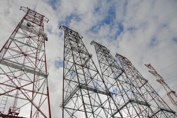 Power Towers with Puffy Clouds