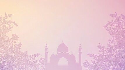 Serene Mosque Silhouette at Dawn: A Peaceful Ramadan Illustration.
