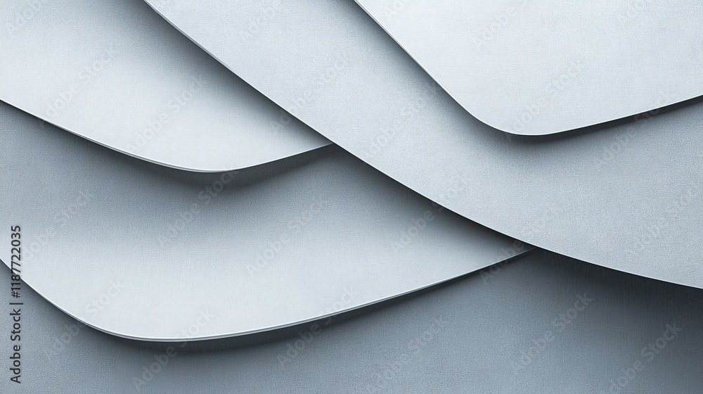 Poster abstract gray background with layered curved shapes and shadows, creating a dynamic and modern desig