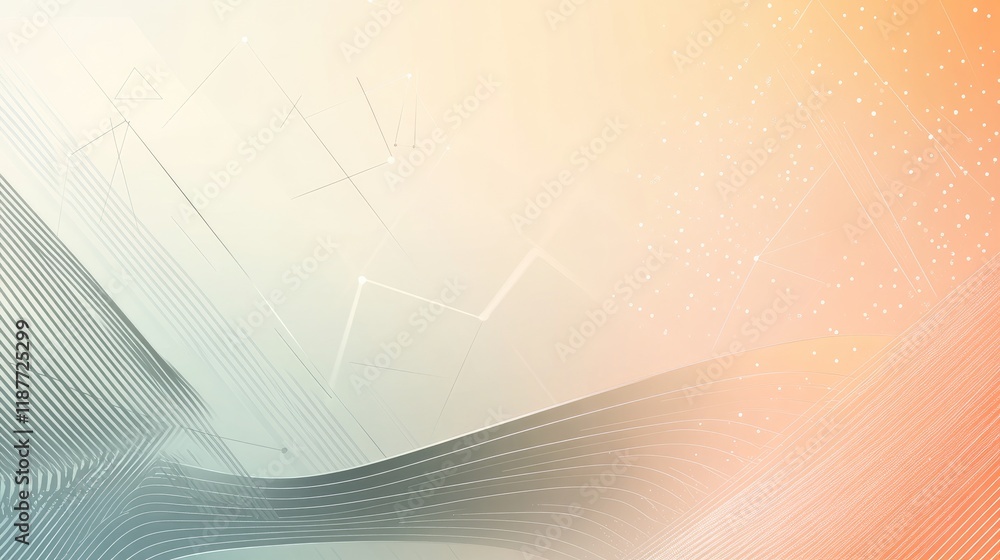 Poster abstract background with flowing lines, data points, and soft color gradient.