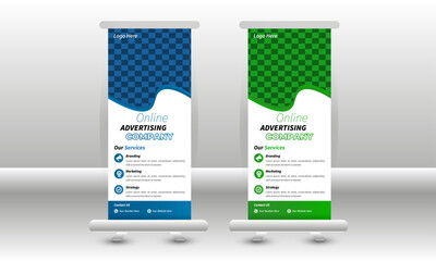 Business agency Corporate roll up banner design or pull up banner template and stand design, advertisement, flyer design, display vector illustration.