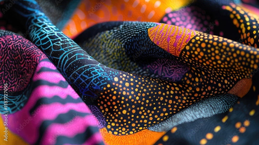 Aufkleber vibrant abstract fabric texture with colorful patterns and designs