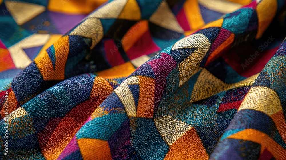 Poster colorful geometric fabric texture with intricate patterns and layers