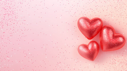 Fototapeta premium Glittering hearts adorning a romantic background