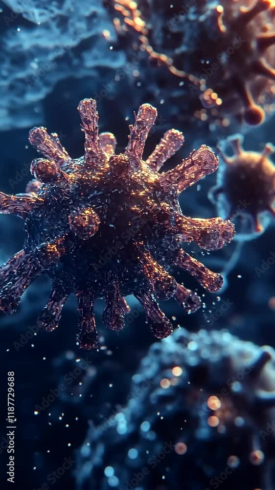 Aufkleber detailed depiction of a virus in a microscopic view showcasing intricate structures and textures