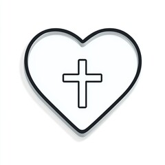 Obraz premium Heart Shaped Icon Featuring a Cross Inside