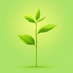 Fresh Green Plant Growing From Soil on Vibrant Green Background Symbolizing Nature, Growth, and Renewal in a Minimalistic Style for Eco-Friendly Themes