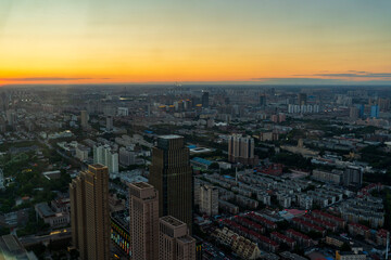 Obraz premium City view of Tianjin China at night