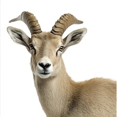 Obraz premium Male mountain goat portrait, wildlife, animal, close-up, white background, nature