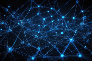 Fototapeta premium Abstract blue background with stars and glowing lights in a space design