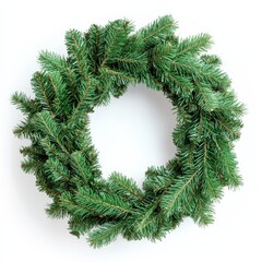 Lush green Christmas wreath isolated on white. (5)