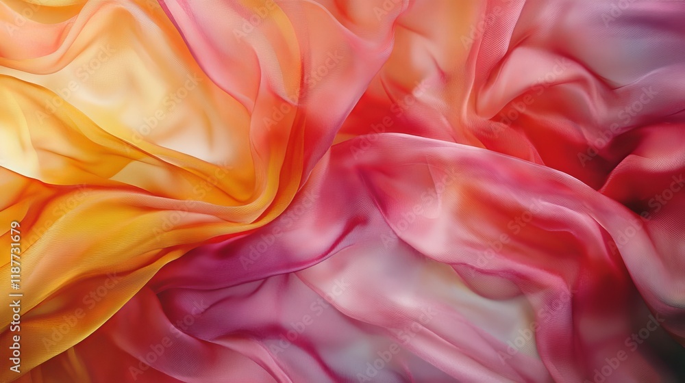 Poster vibrant abstract fabric texture with flowing multicolored waves