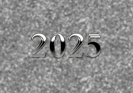 3d Rendering Illustration of a bright metal 2025 design.