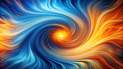 Colorful yellow abstract background with swirling patterns of blue and orange hues, evoking feelings of warmth and energy