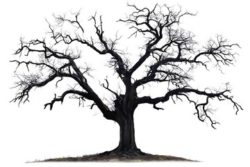 Fototapeta premium leafless old spooky tree isolated on white or transparent png
