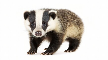 Fototapeta premium Young European Badger Walking Toward the Camera in Natural Habitat
