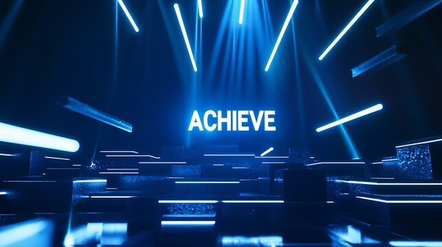 A blue background with a white word that says "achieve" in bold letters - Powered by Adobe