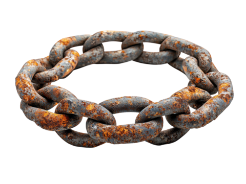 Rusty Chain Link Isolated  Isolated on transparent background
