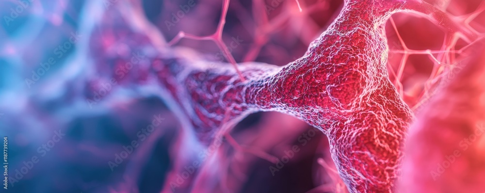 Poster exploring neuronal structures science laboratory microscopic image digital art close-up view neurobi