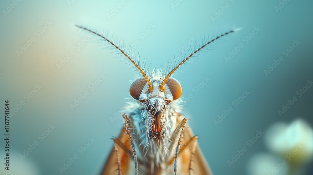 Poster close-up of a colorful insect with intricate details and features