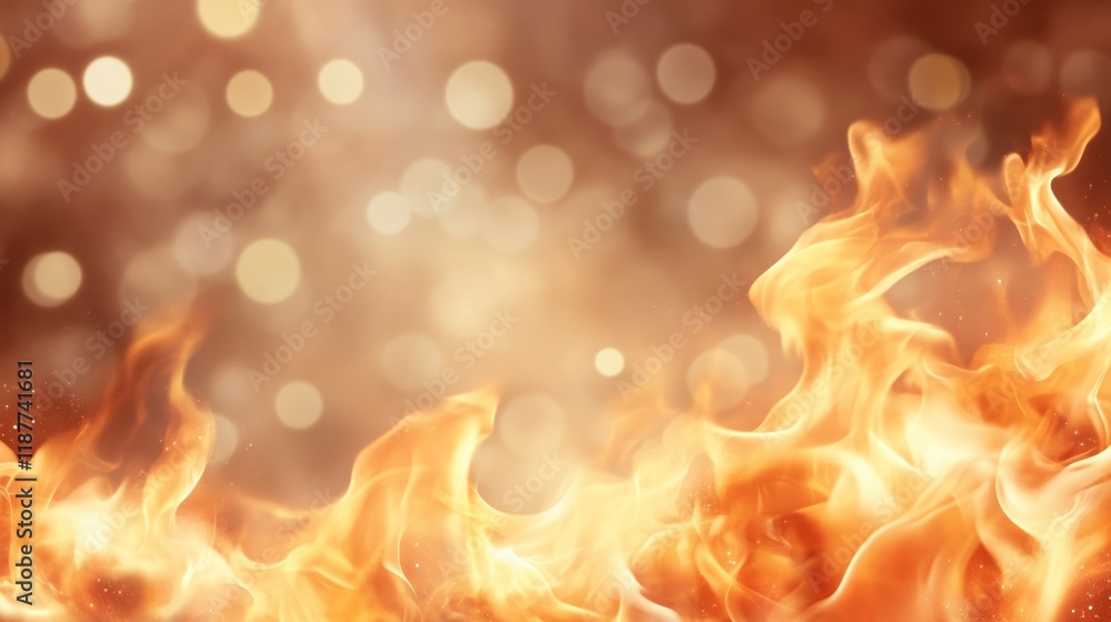 Aufkleber glowing abstract fire flames with sparkling bokeh background