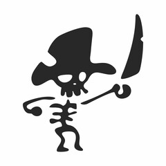 vector skull wearing pirate hat carrying sword