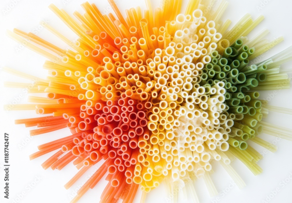 Poster colorful arrangement of various pasta shapes in a vibrant display showcasing an array of colors and 