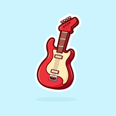Fototapeta premium Vector Cute Cartoon Guitar Electric Music Instrument, perfect for logo. sticker. icon. etc.