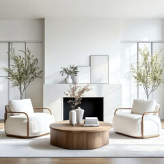 chairs and sofa near fireplace interior design of modern living room