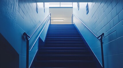 Obraz premium Modern school staircase with bright lighting and minimalist design interior