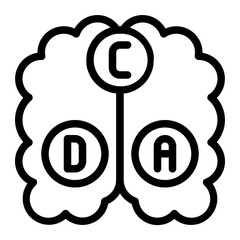 Brain with Alphabet Line Icon